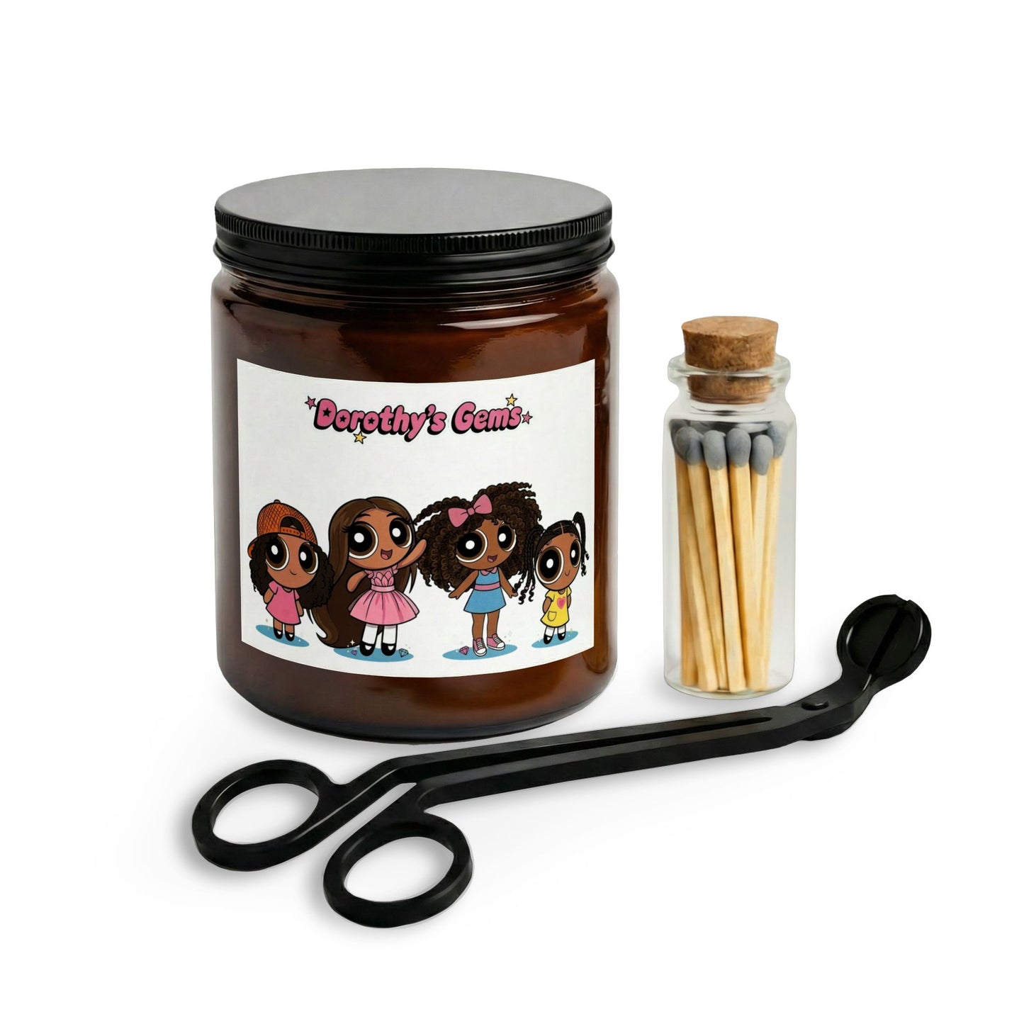 Scented Candle Gift Set with Matches & Wick Trimmer — 'Dorothy's Girls' Aromatherapy Candle