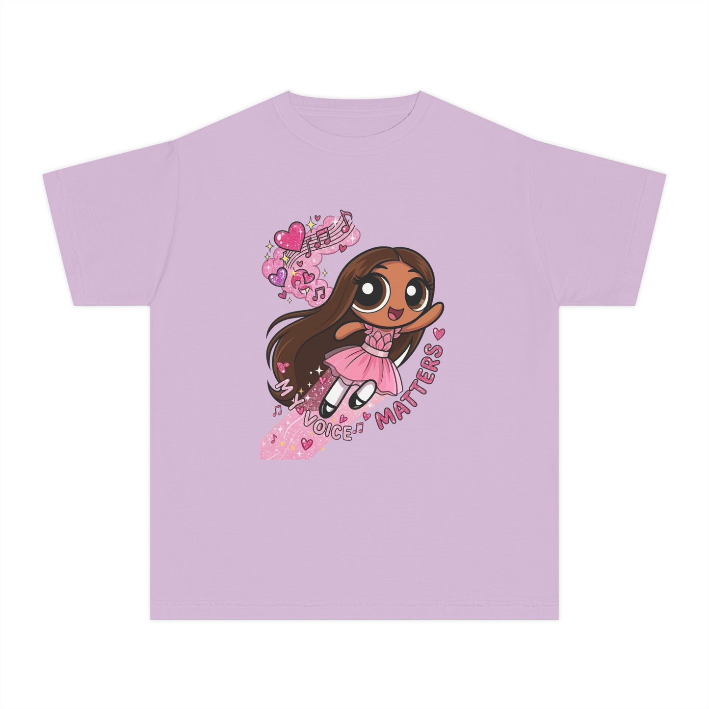 Youth Tee — 'My Voice Matters' Cute Superhero Girl Graphic