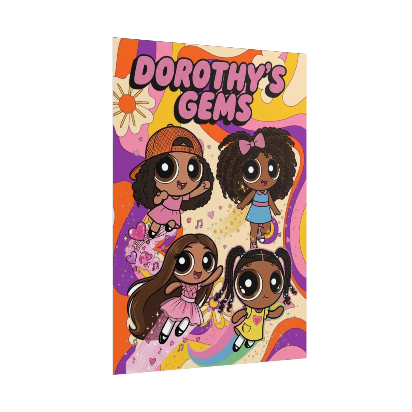 Rolled Poster — "Dorothy’s Gems" Cute Retro Cartoon Girls Wall Art