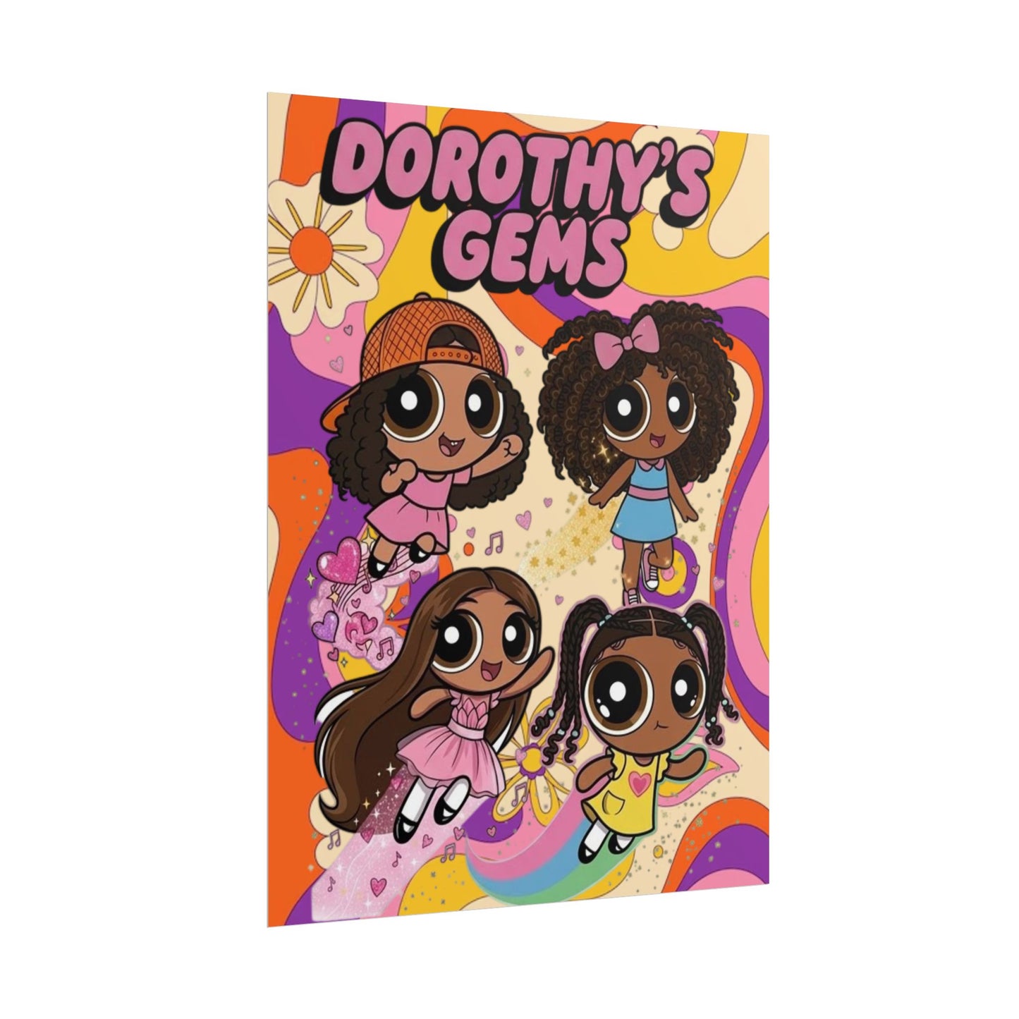 Rolled Poster — "Dorothy’s Gems" Cute Retro Cartoon Girls Wall Art