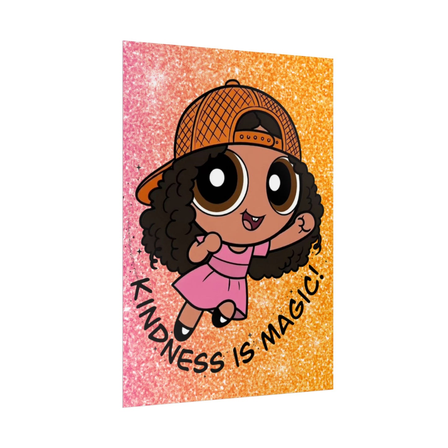 Rolled Poster — "Kindness Is Magic" Cute Cartoon Girl Wall Art