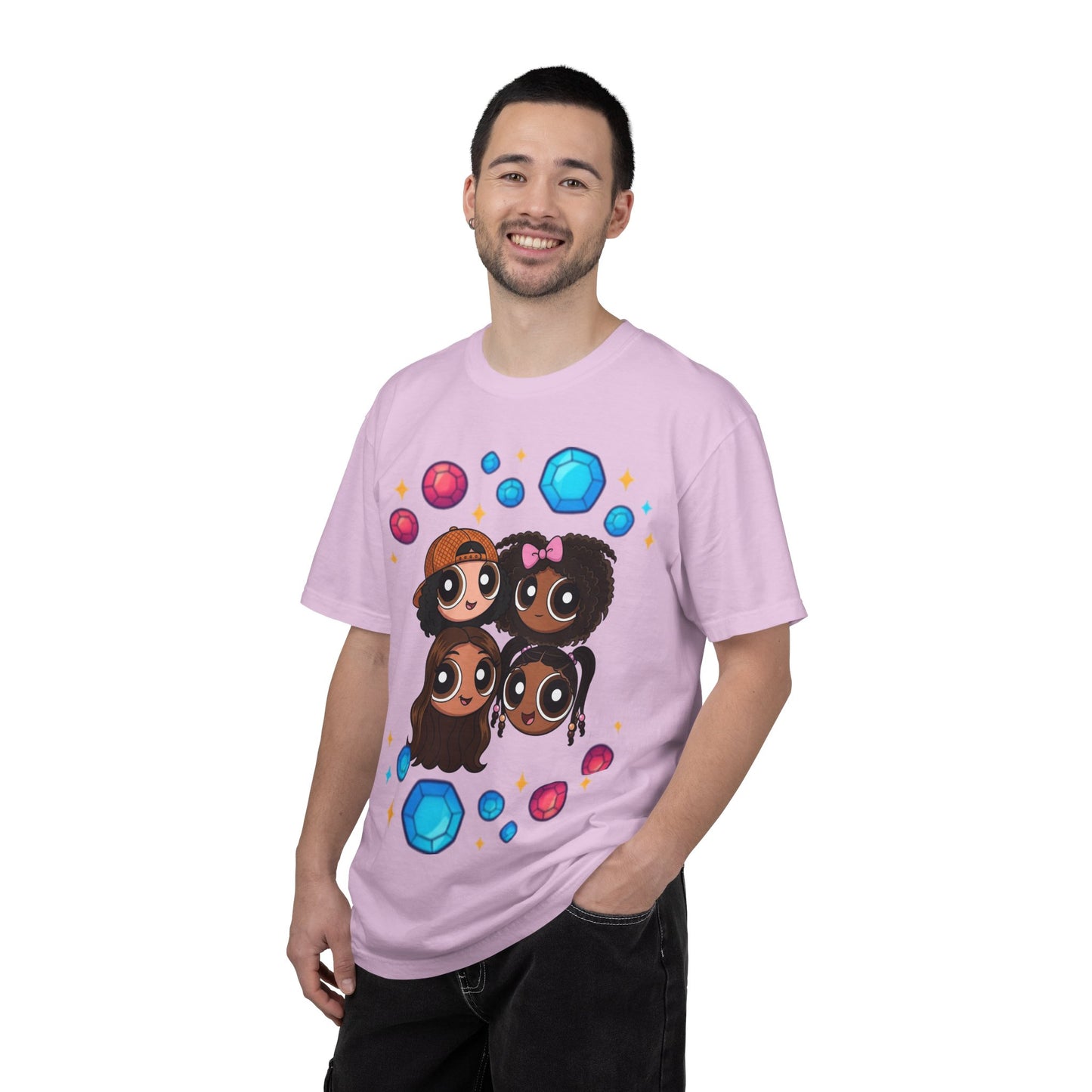 Dorothy’s Gems Crewneck T-Shirt — Cute Cartoon Girl Group with Colorful Gems