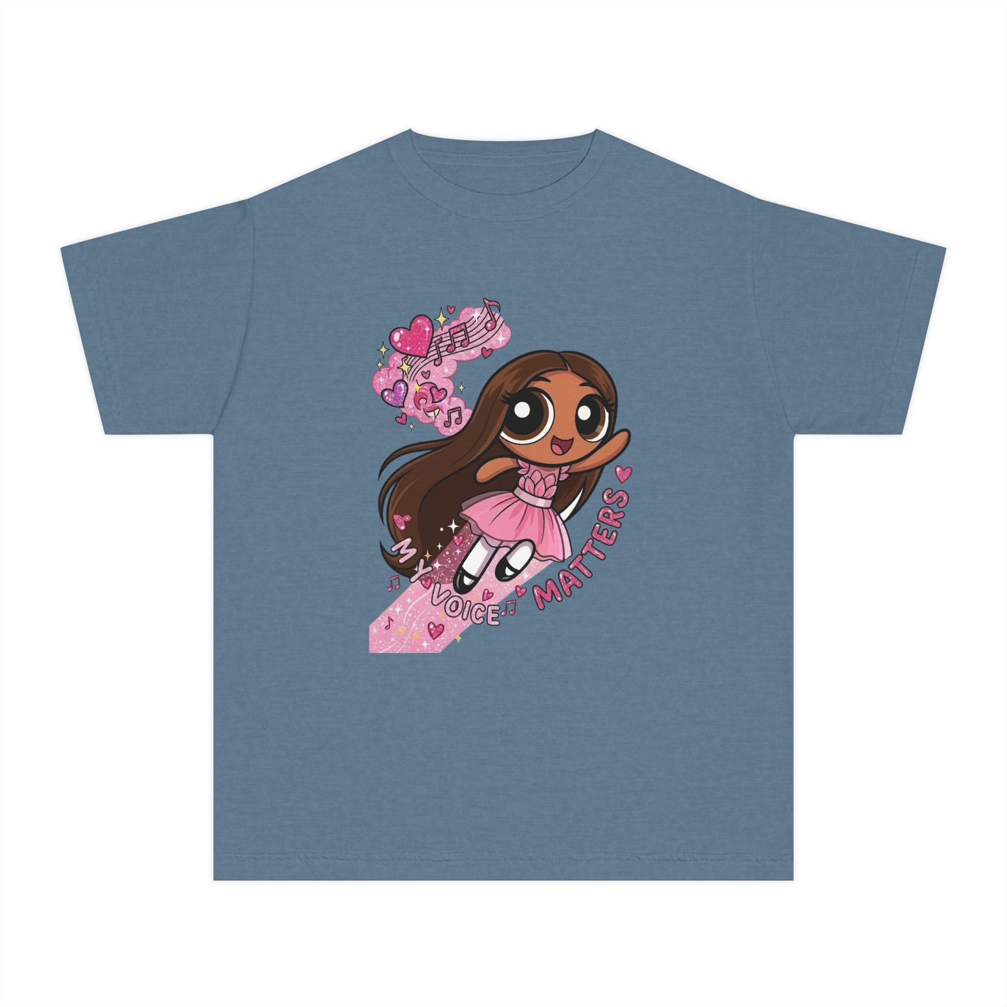 Youth Tee — 'My Voice Matters' Cute Superhero Girl Graphic