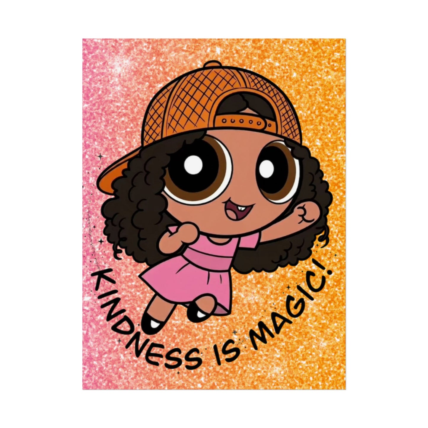 Rolled Poster — "Kindness Is Magic" Cute Cartoon Girl Wall Art