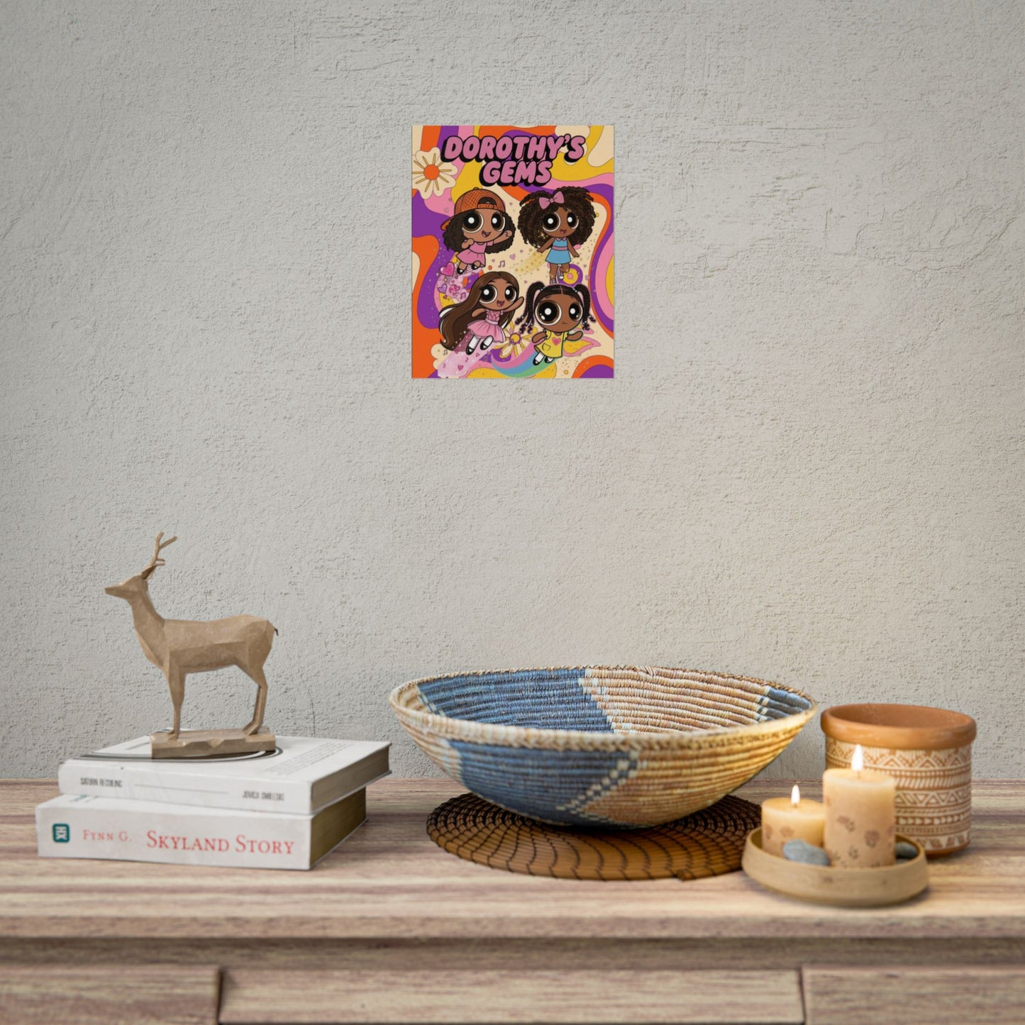 Rolled Poster — "Dorothy’s Gems" Cute Retro Cartoon Girls Wall Art