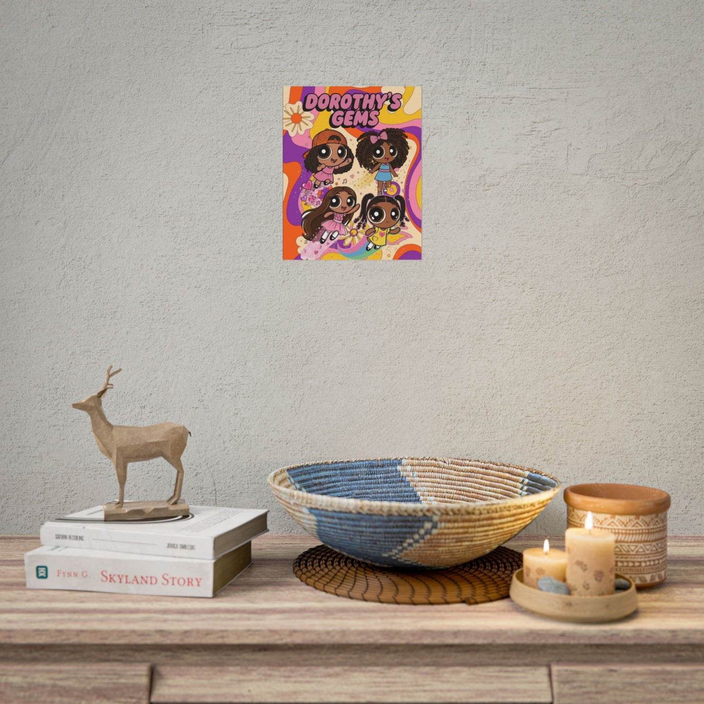 Rolled Poster — "Dorothy’s Gems" Cute Retro Cartoon Girls Wall Art