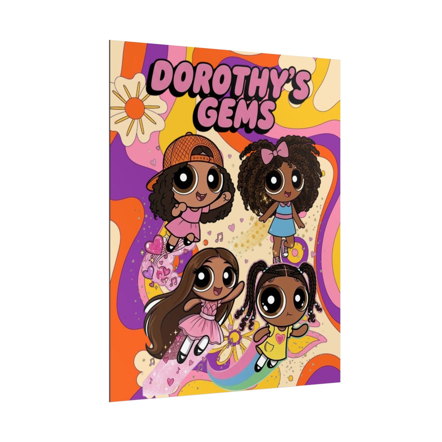 Rolled Poster — "Dorothy’s Gems" Cute Retro Cartoon Girls Wall Art