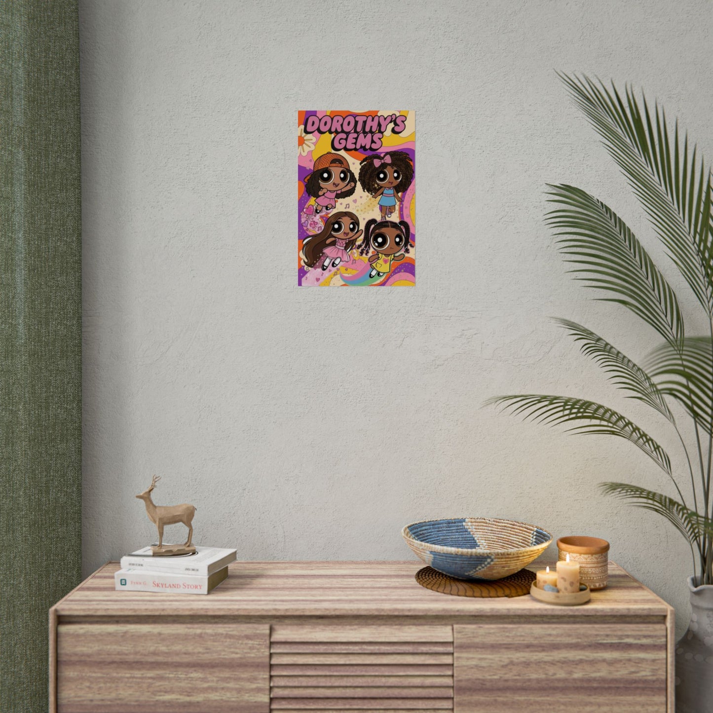 Rolled Poster — "Dorothy’s Gems" Cute Retro Cartoon Girls Wall Art