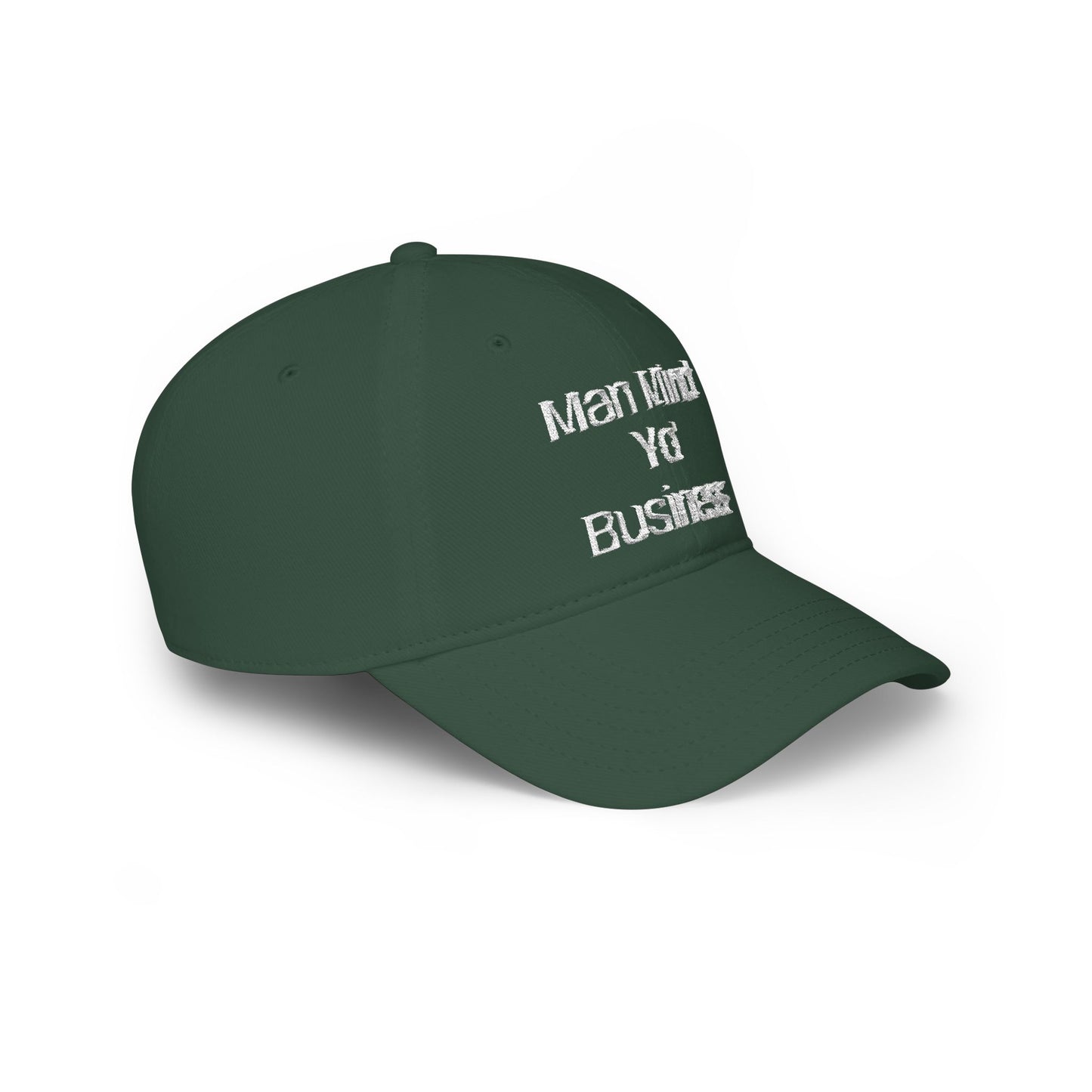 Low Profile Baseball Cap — "Man Mind Yo' Business" Embroidered Red Hat
