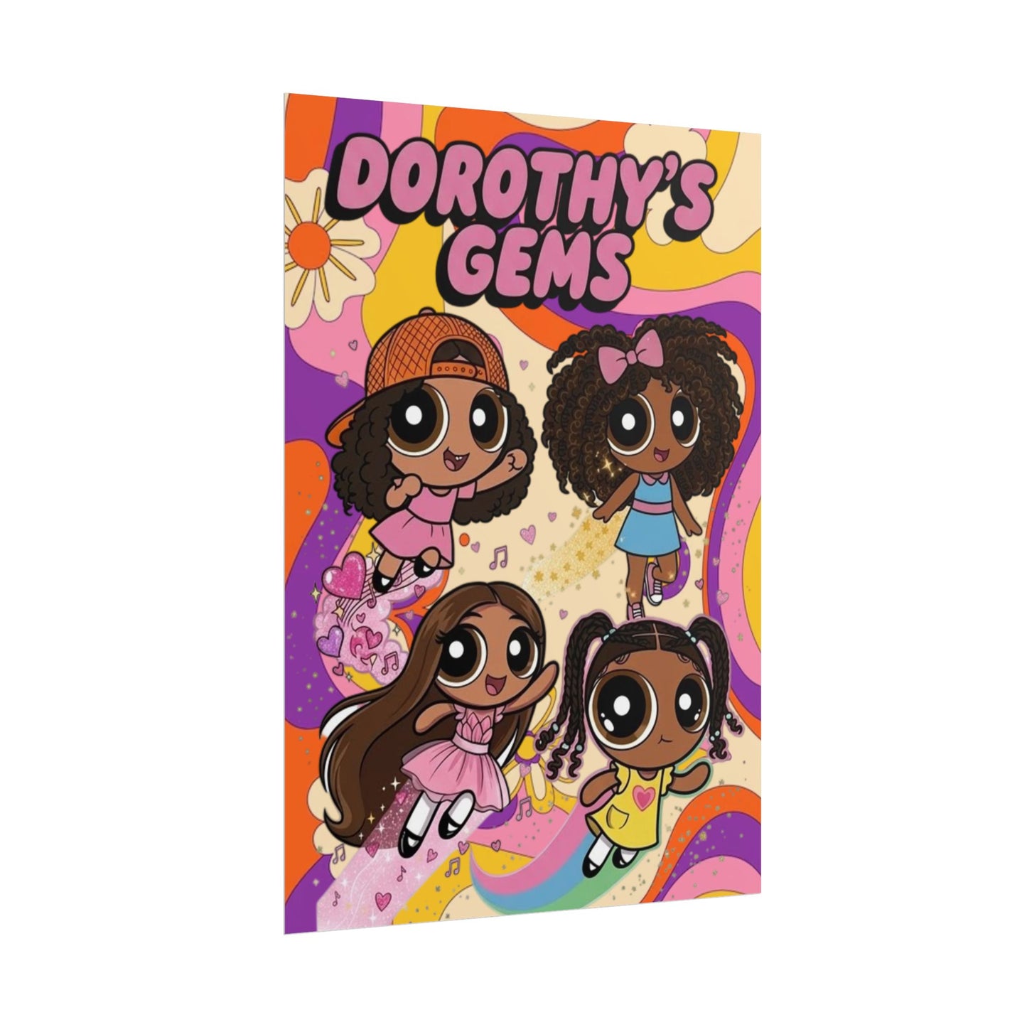 Rolled Poster — "Dorothy’s Gems" Cute Retro Cartoon Girls Wall Art