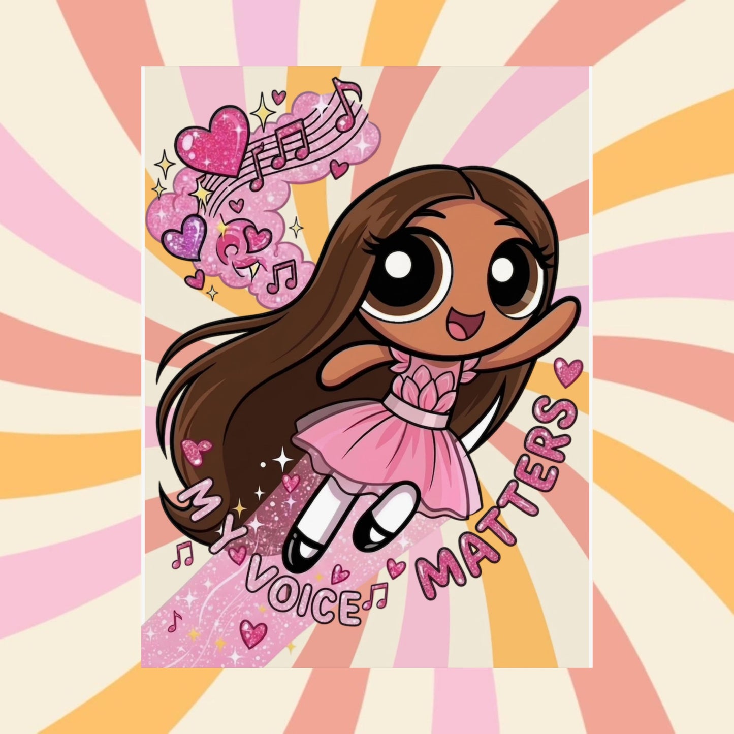 Satin Poster — 'My Voice Matters' Cute Ballerina Power Print
