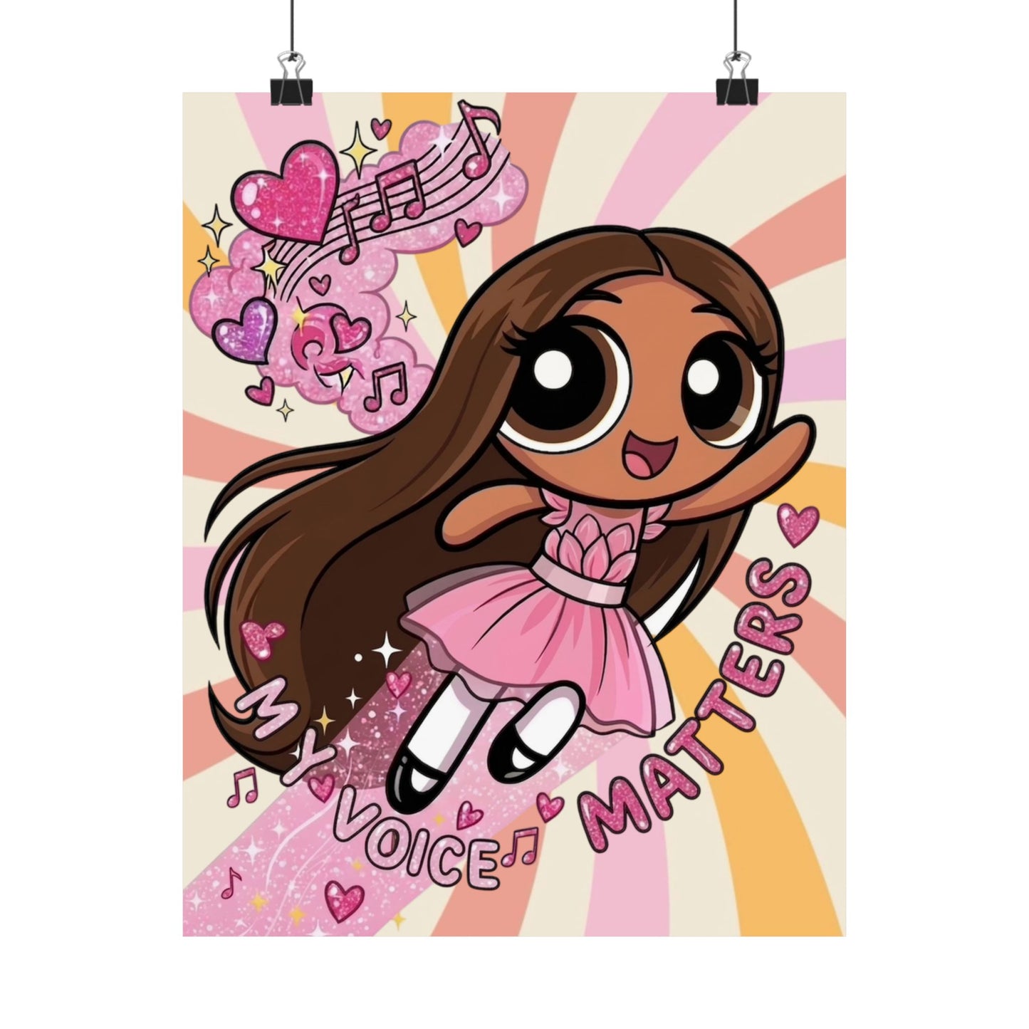 Satin Poster — 'My Voice Matters' Cute Ballerina Power Print