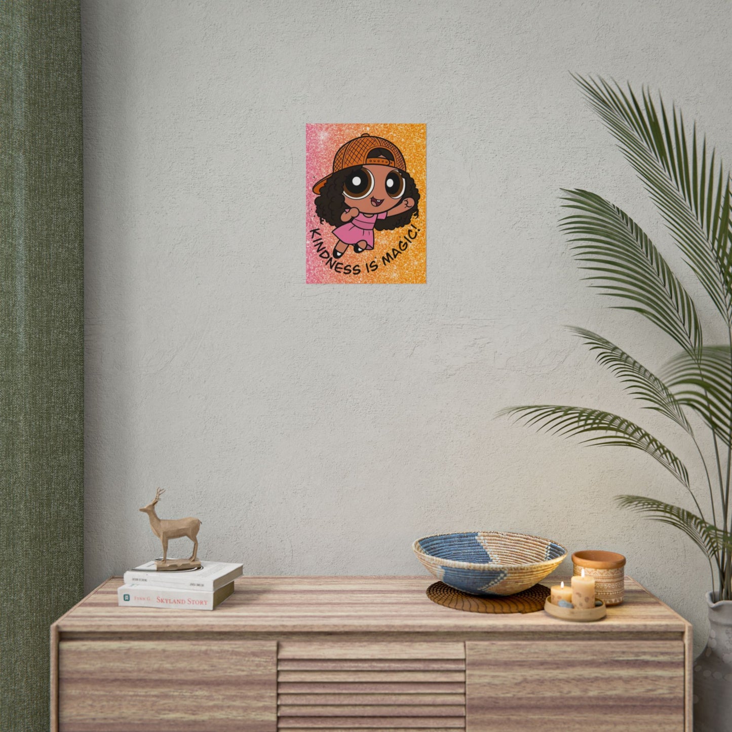 Rolled Poster — "Kindness Is Magic" Cute Cartoon Girl Wall Art