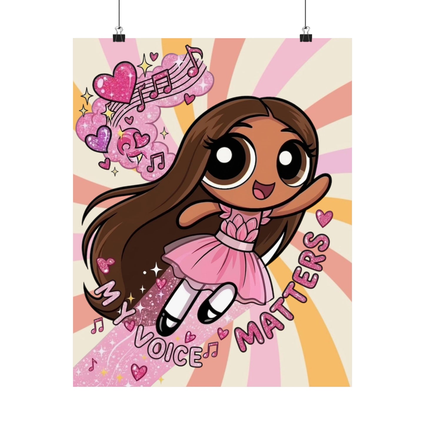 Satin Poster — 'My Voice Matters' Cute Ballerina Power Print