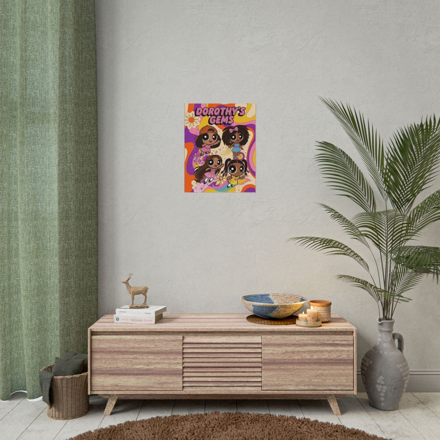 Rolled Poster — "Dorothy’s Gems" Cute Retro Cartoon Girls Wall Art