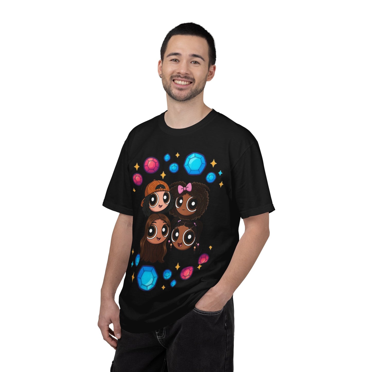 Dorothy’s Gems Crewneck T-Shirt — Cute Cartoon Girl Group with Colorful Gems