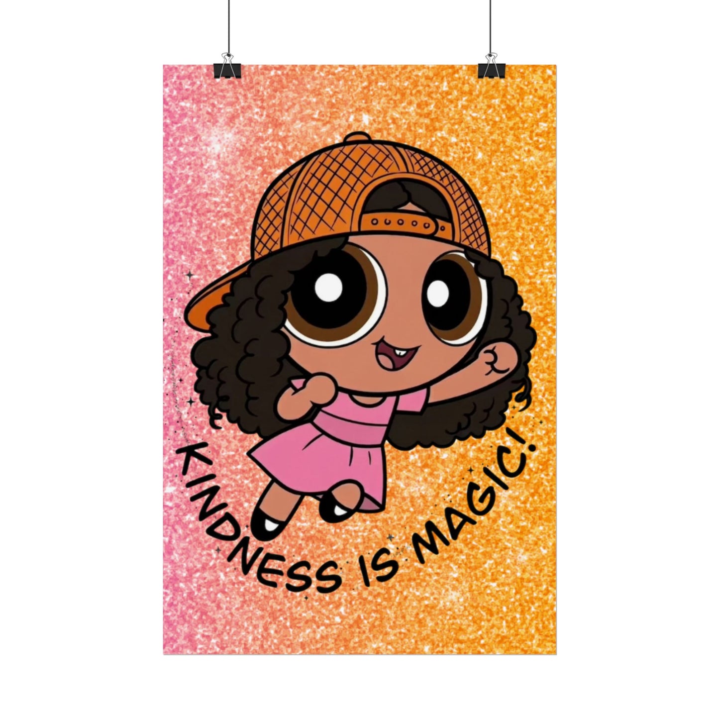 Rolled Poster — "Kindness Is Magic" Cute Cartoon Girl Wall Art