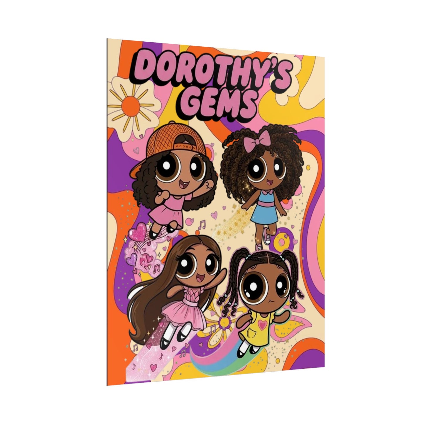 Rolled Poster — "Dorothy’s Gems" Cute Retro Cartoon Girls Wall Art