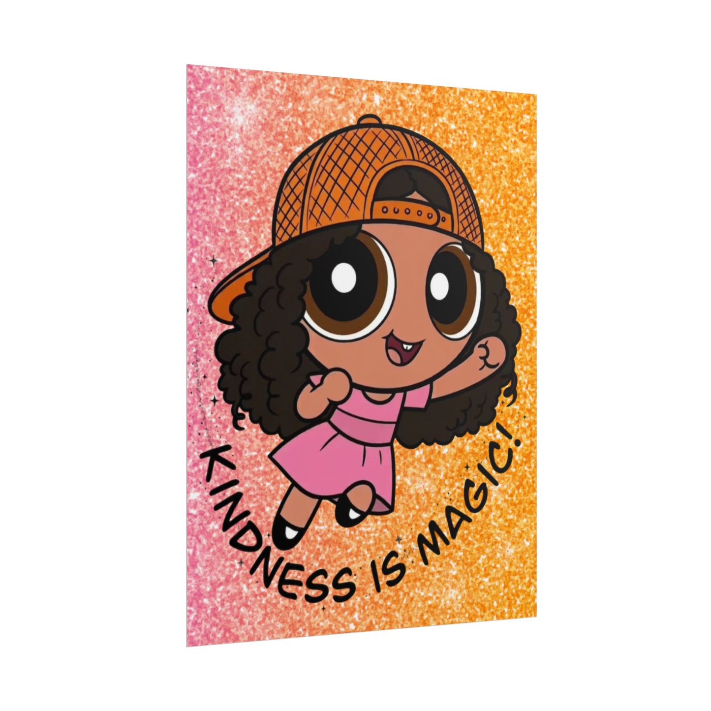 Rolled Poster — "Kindness Is Magic" Cute Cartoon Girl Wall Art