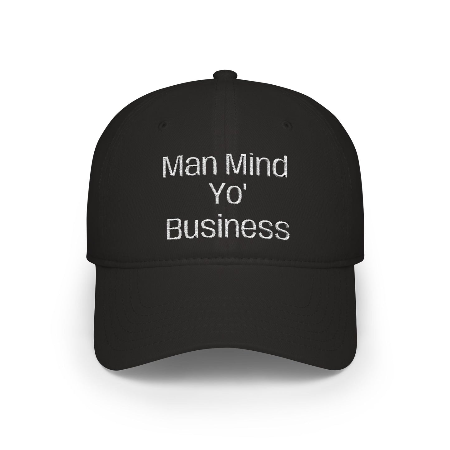 Low Profile Baseball Cap — "Man Mind Yo' Business" Embroidered Red Hat
