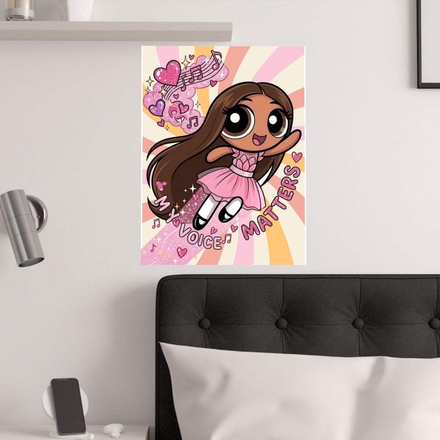 Satin Poster — 'My Voice Matters' Cute Ballerina Power Print
