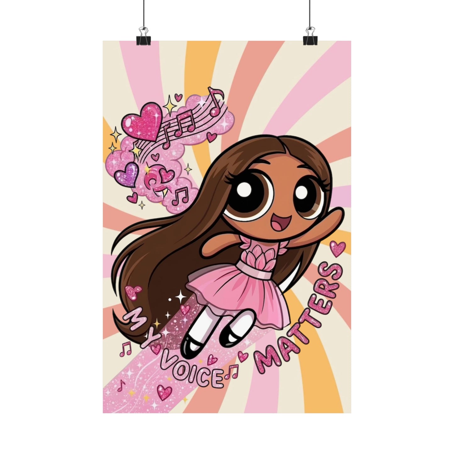 Satin Poster — 'My Voice Matters' Cute Ballerina Power Print