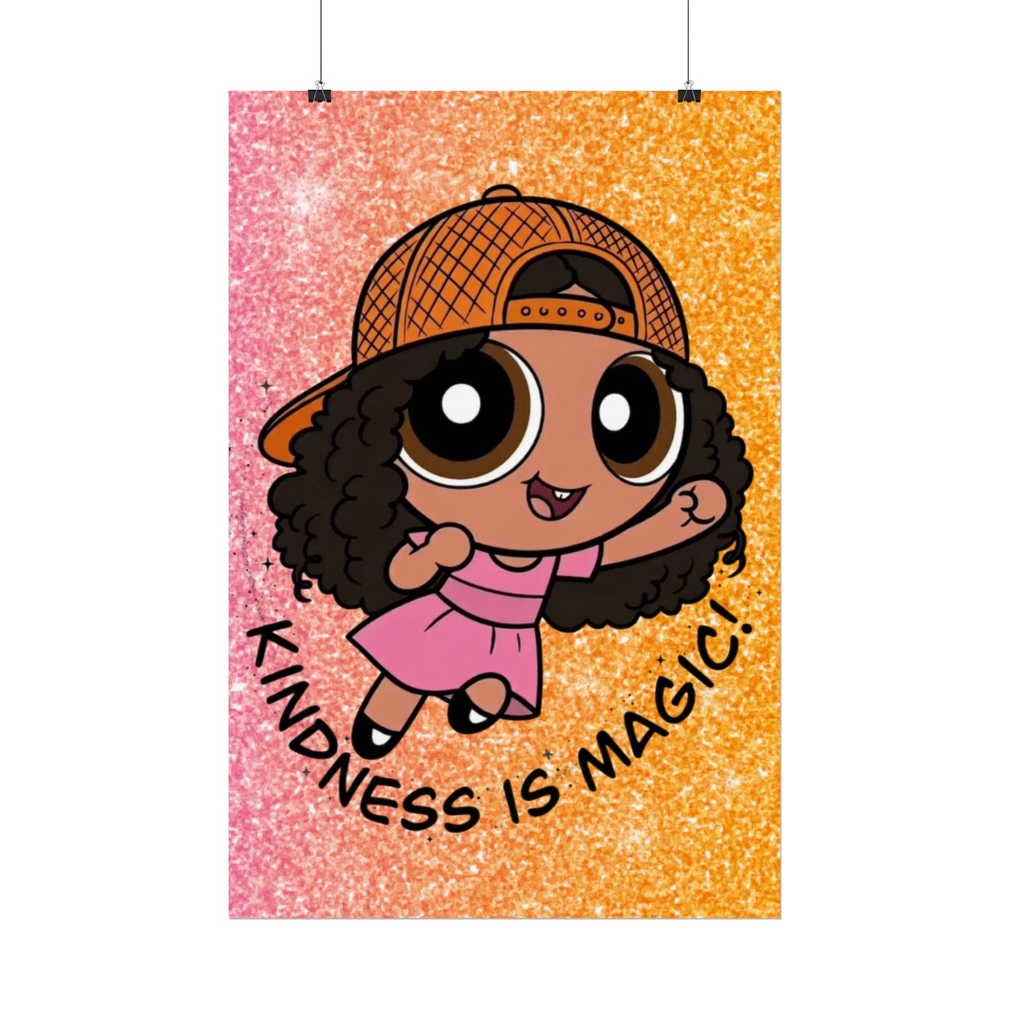 Rolled Poster — "Kindness Is Magic" Cute Cartoon Girl Wall Art