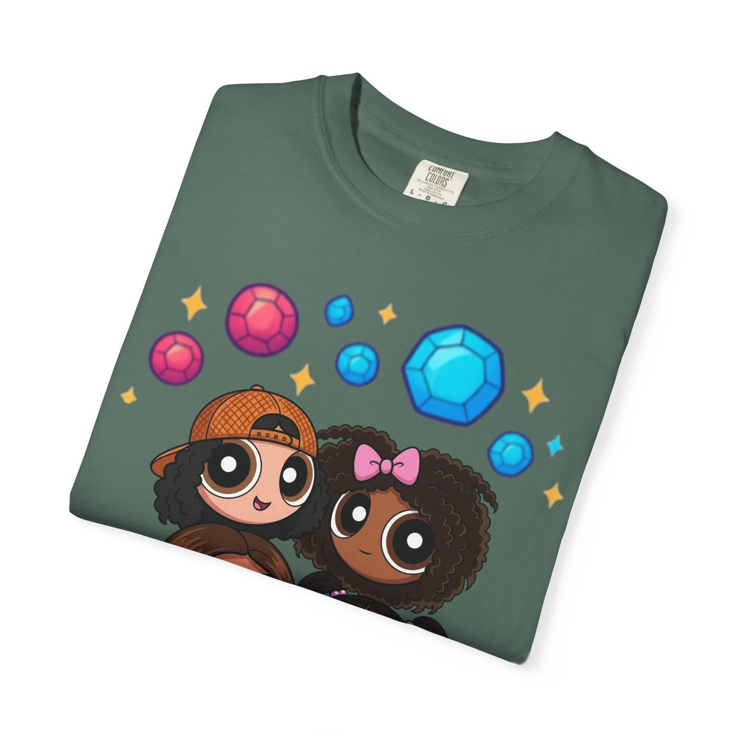 Dorothy’s Gems Crewneck T-Shirt — Cute Cartoon Girl Group with Colorful Gems