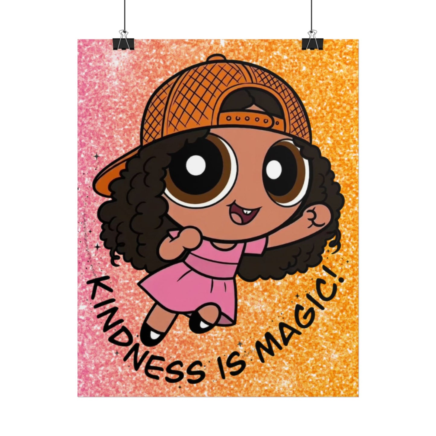 Rolled Poster — "Kindness Is Magic" Cute Cartoon Girl Wall Art