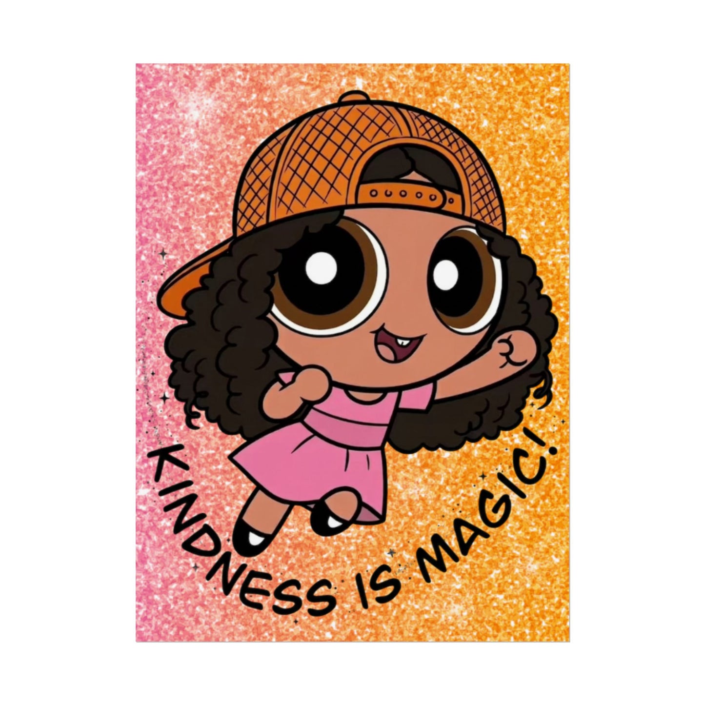 Rolled Poster — "Kindness Is Magic" Cute Cartoon Girl Wall Art