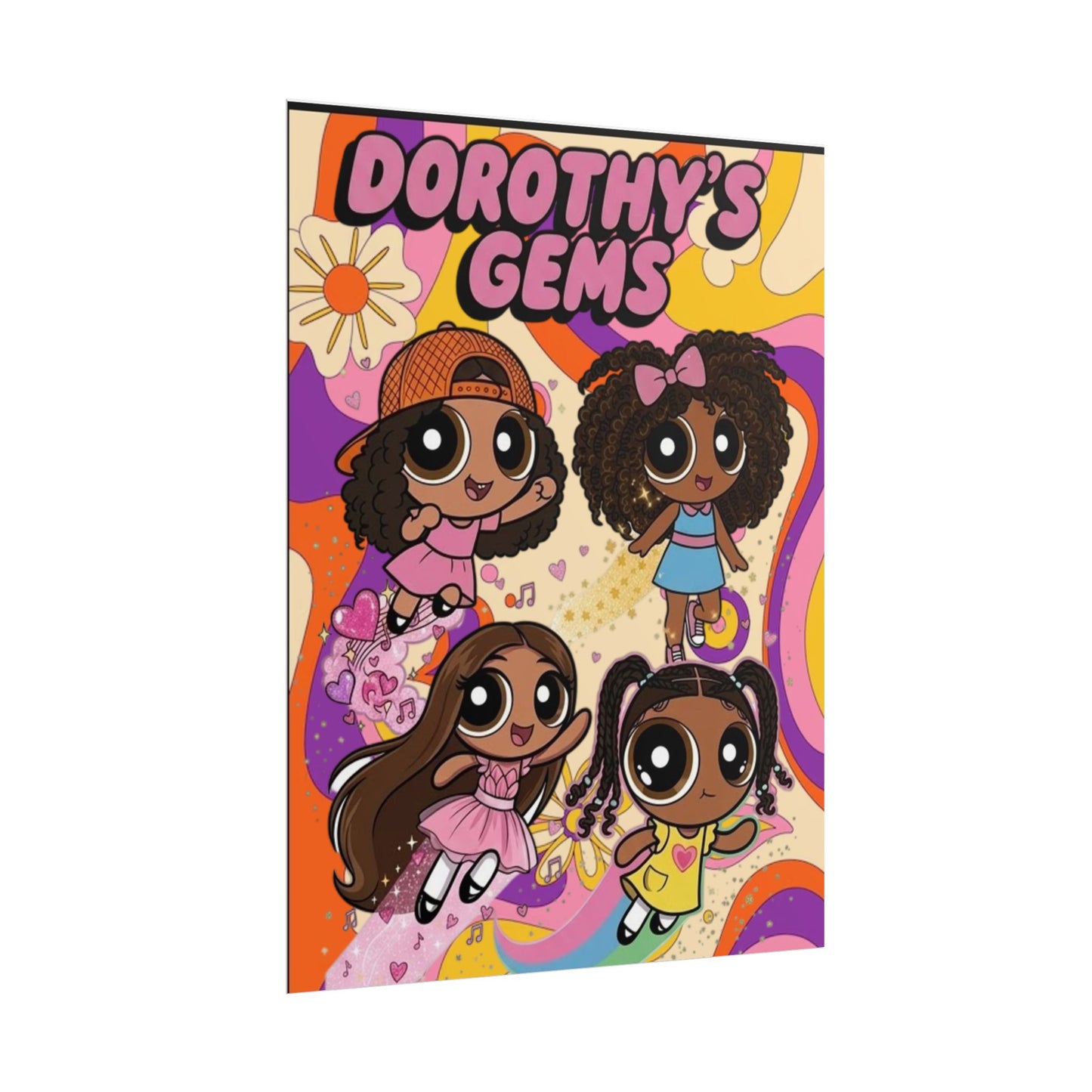 Rolled Poster — "Dorothy’s Gems" Cute Retro Cartoon Girls Wall Art