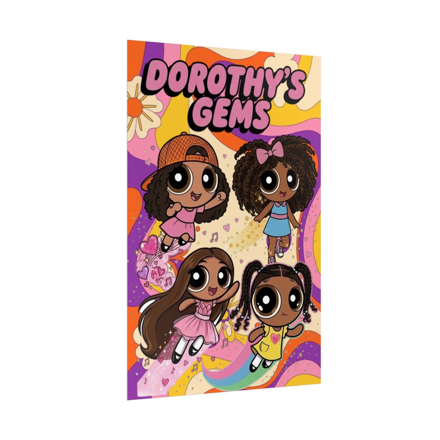 Rolled Poster — "Dorothy’s Gems" Cute Retro Cartoon Girls Wall Art