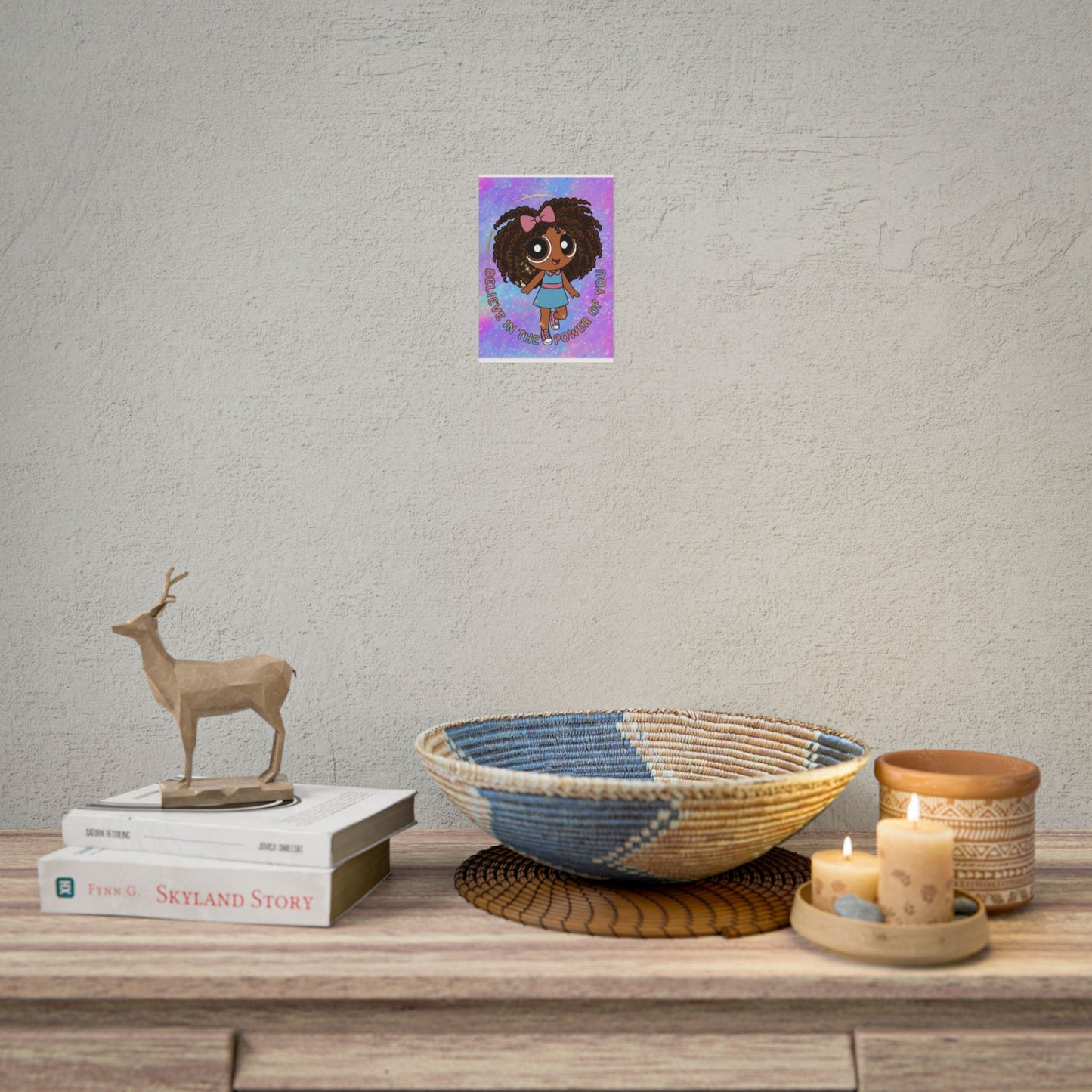 Rolled Poster — "Believe in the Power of You" Cute Afro Puff Girl Inspirational Wall Art