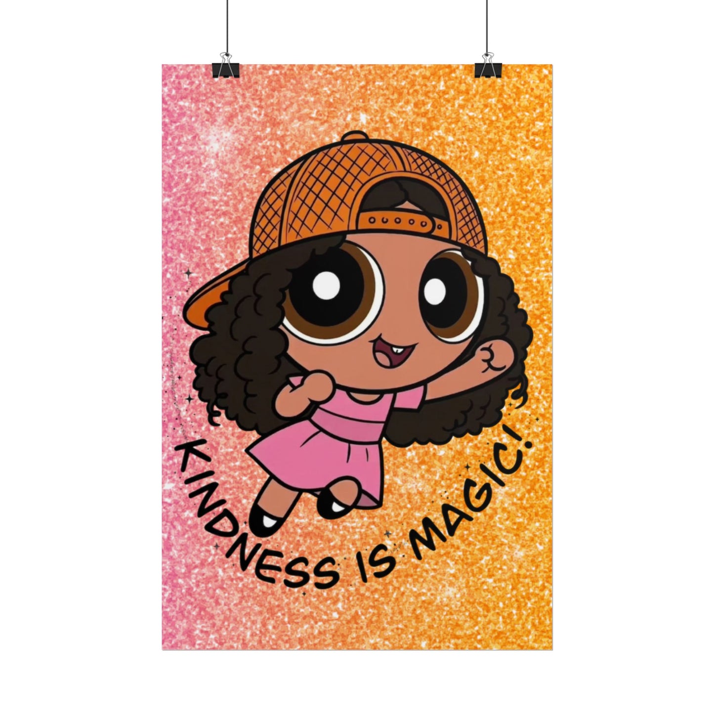 Rolled Poster — "Kindness Is Magic" Cute Cartoon Girl Wall Art