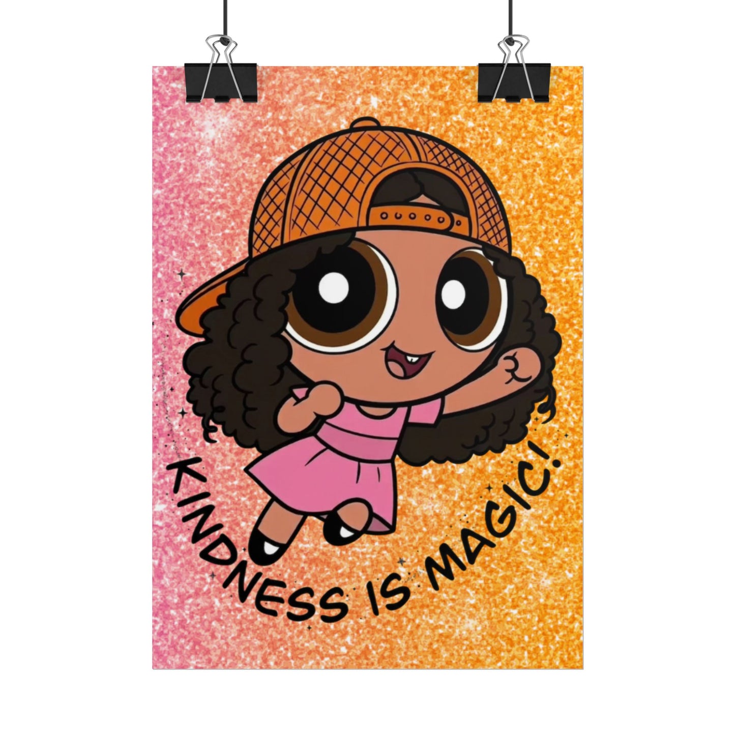 Rolled Poster — "Kindness Is Magic" Cute Cartoon Girl Wall Art