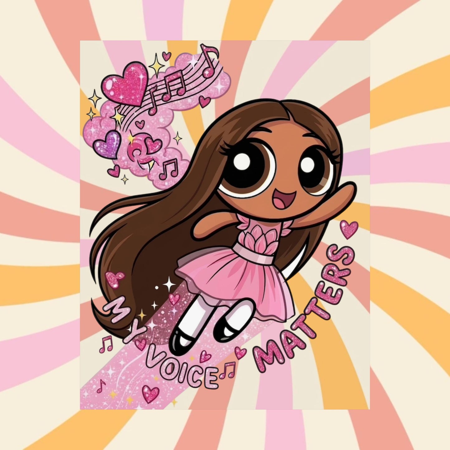 Satin Poster — 'My Voice Matters' Cute Ballerina Power Print