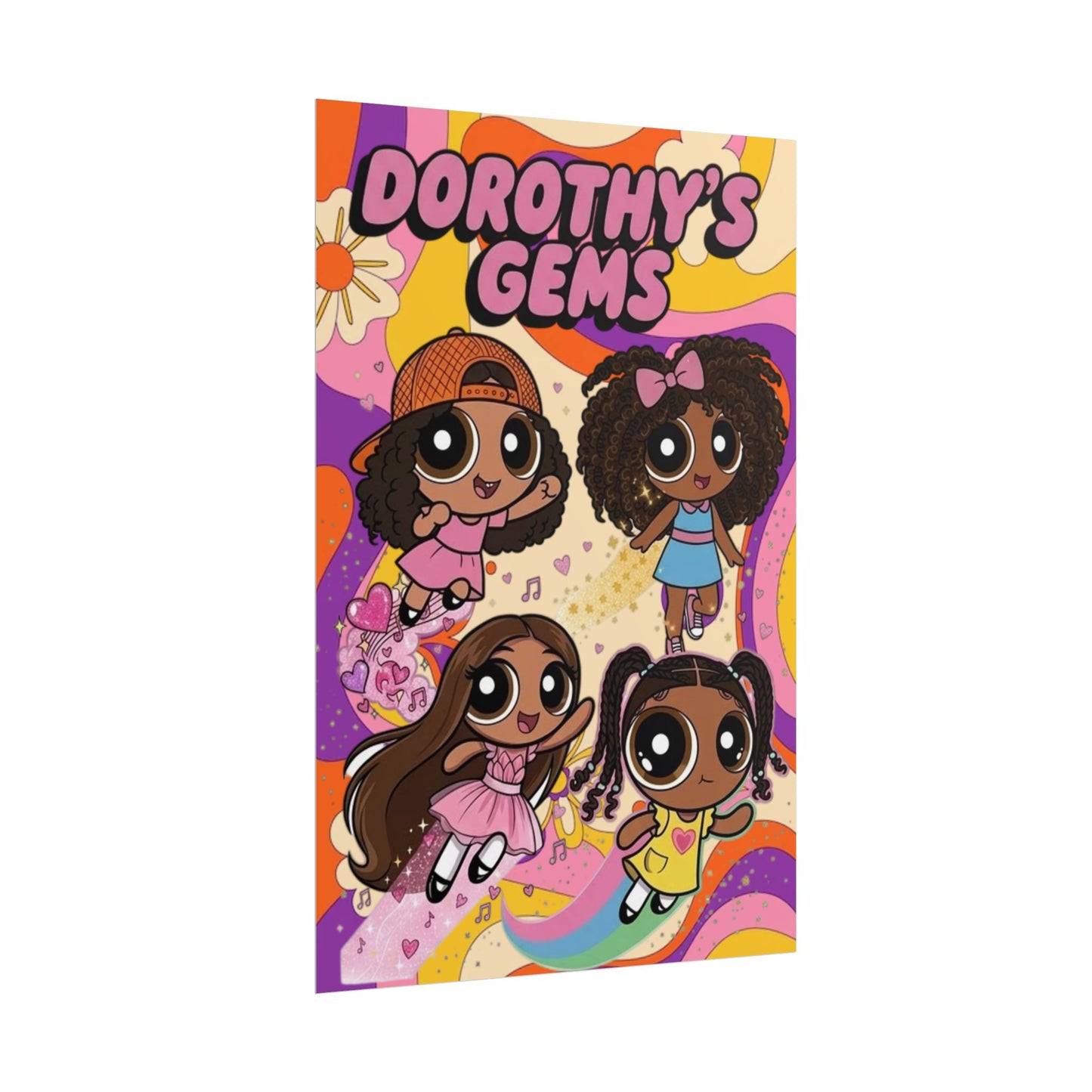 Rolled Poster — "Dorothy’s Gems" Cute Retro Cartoon Girls Wall Art