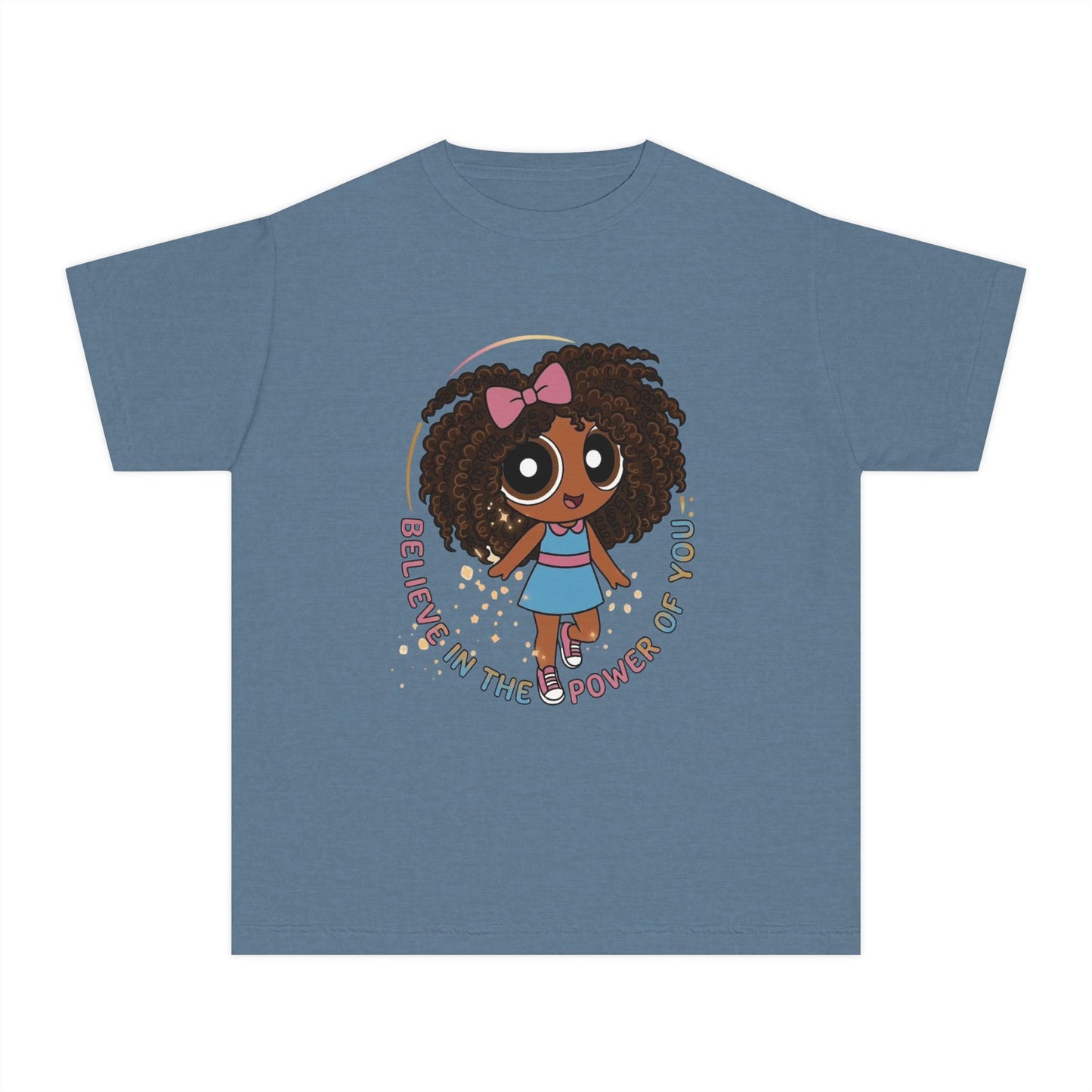 Youth Tee — "Believe in the Power of You" Cute Afro Girl Empowerment Shirt