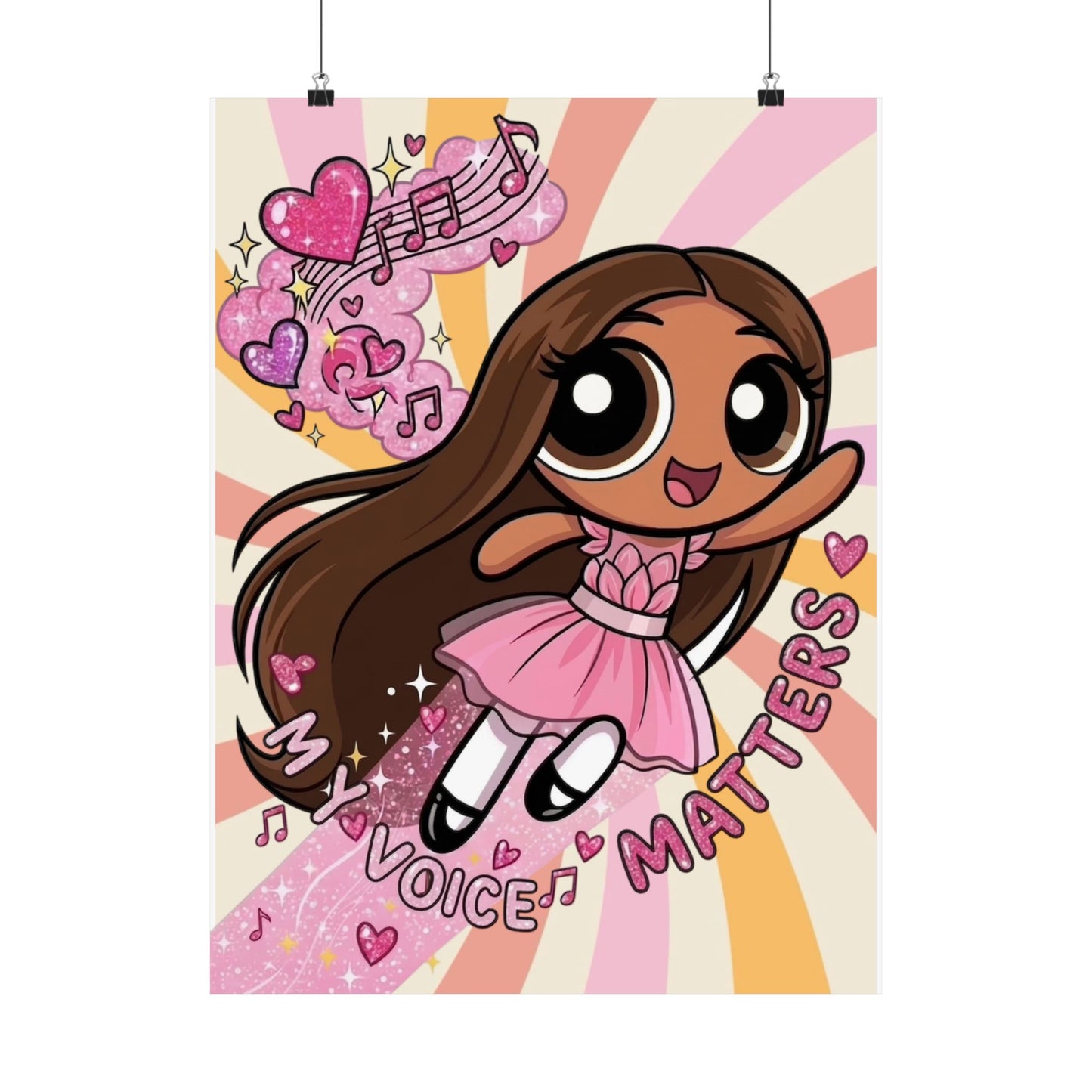 Satin Poster — 'My Voice Matters' Cute Ballerina Power Print