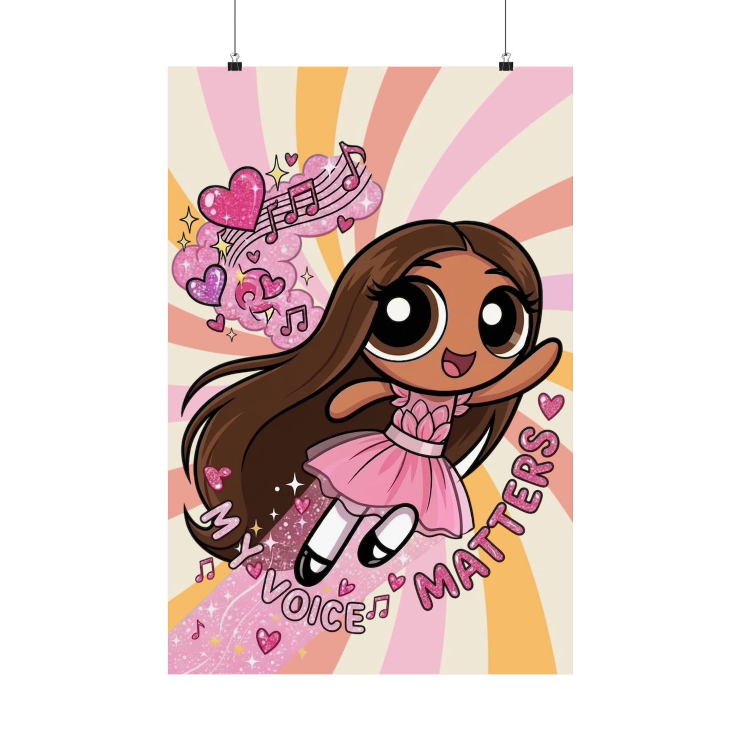 Satin Poster — 'My Voice Matters' Cute Ballerina Power Print