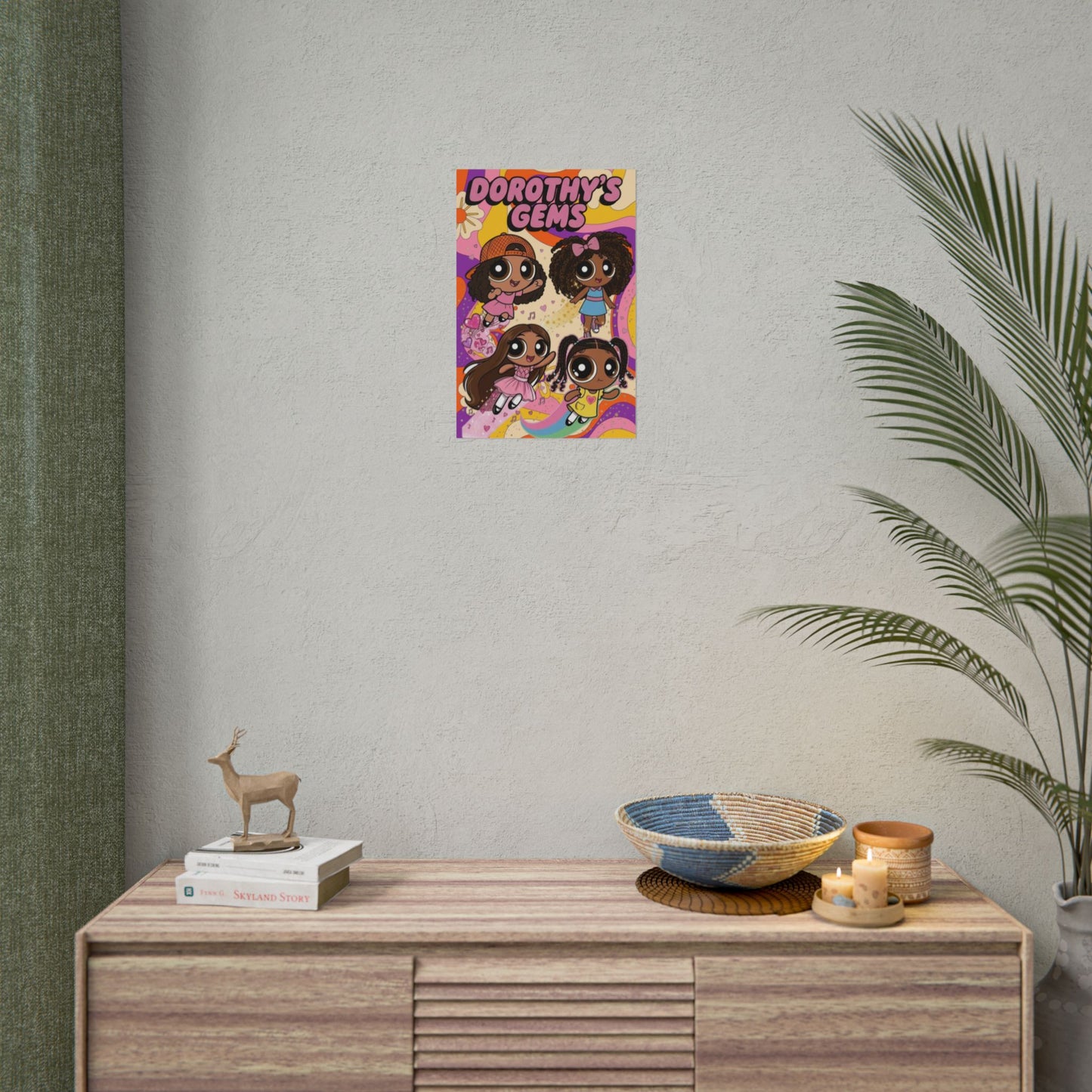 Rolled Poster — "Dorothy’s Gems" Cute Retro Cartoon Girls Wall Art