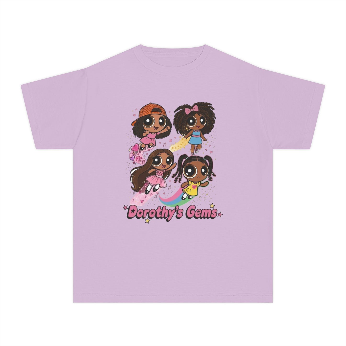 Youth Tee — "Dorothy's Gems" Cute Diverse Girls Cartoon Graphic Shirt