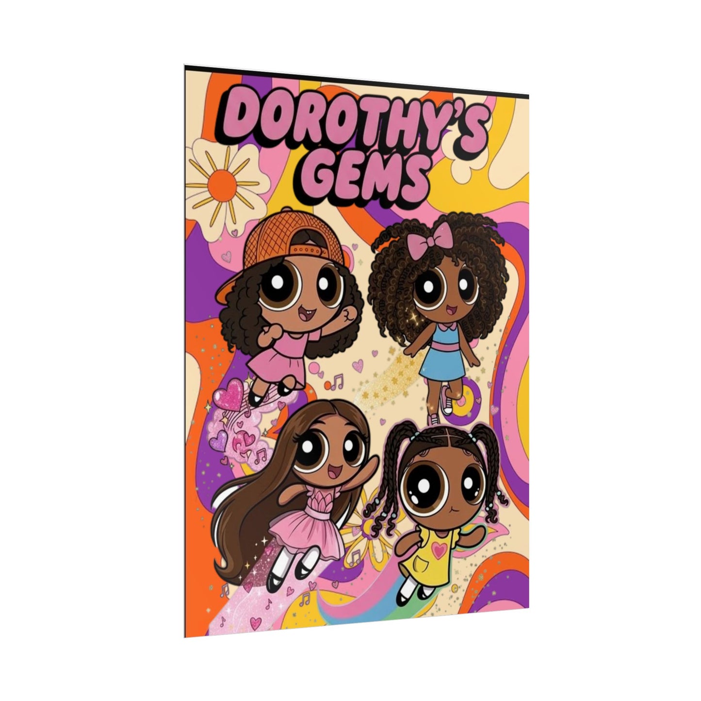 Rolled Poster — "Dorothy’s Gems" Cute Retro Cartoon Girls Wall Art