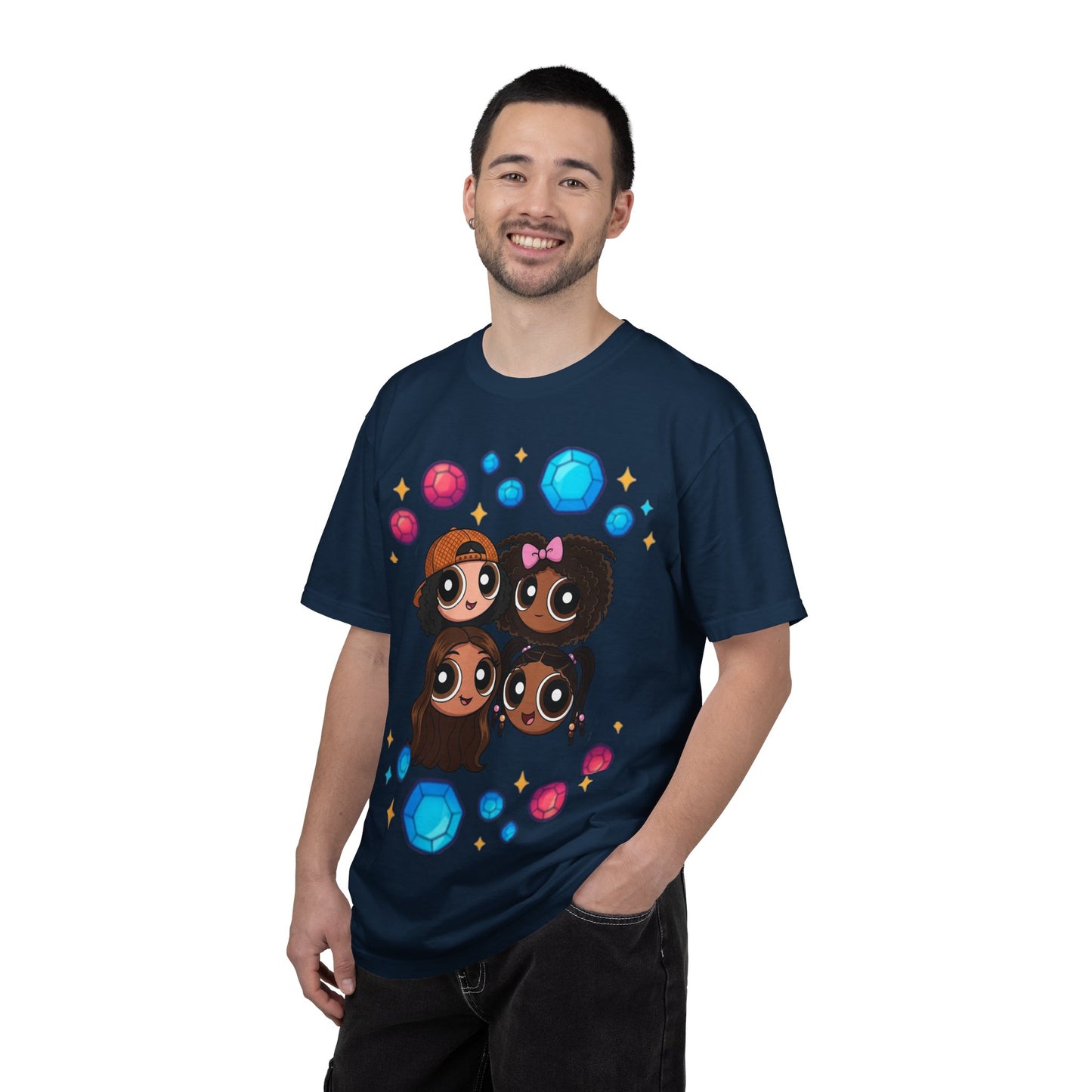 Dorothy’s Gems Crewneck T-Shirt — Cute Cartoon Girl Group with Colorful Gems