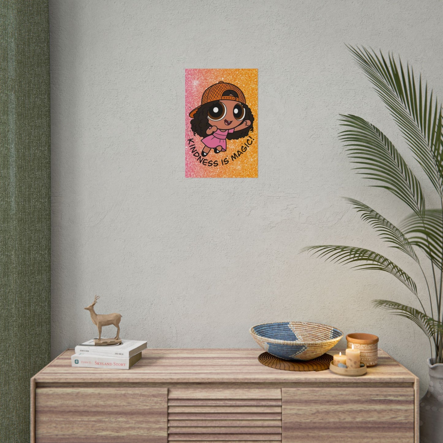 Rolled Poster — "Kindness Is Magic" Cute Cartoon Girl Wall Art