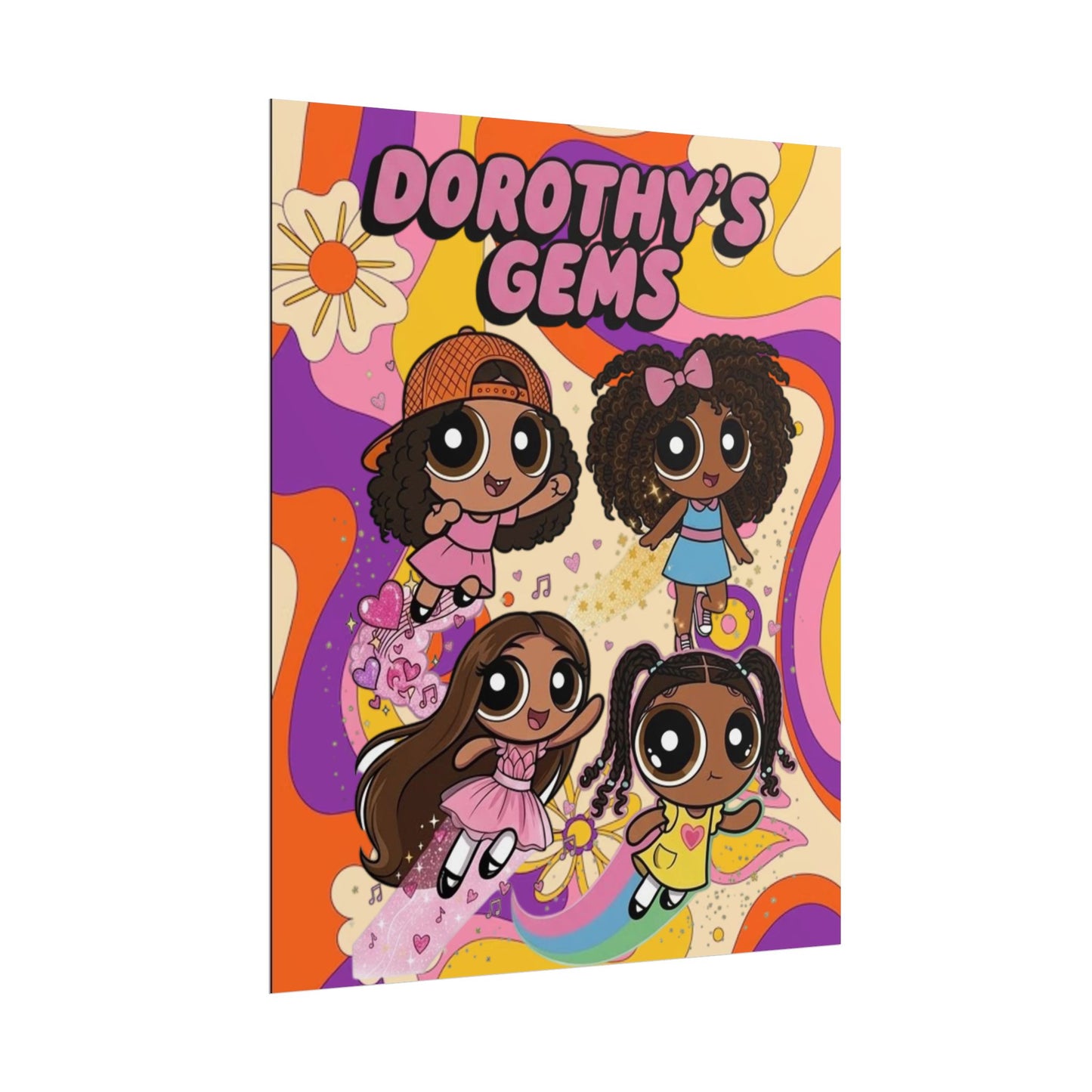 Rolled Poster — "Dorothy’s Gems" Cute Retro Cartoon Girls Wall Art