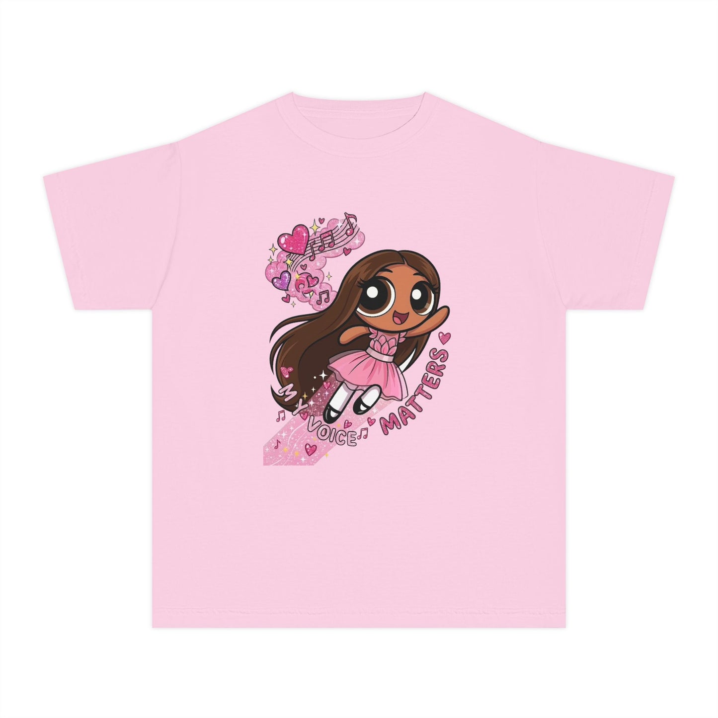 Youth Tee — 'My Voice Matters' Cute Superhero Girl Graphic