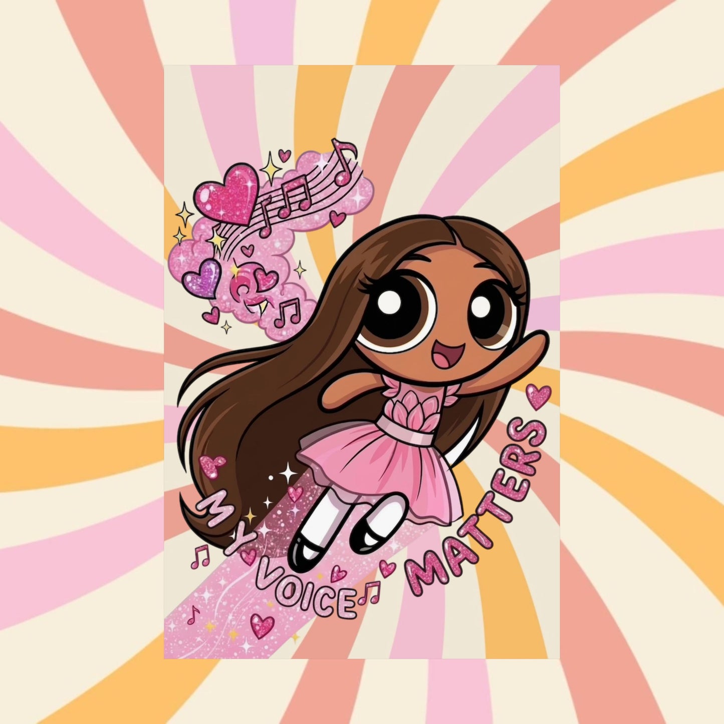 Satin Poster — 'My Voice Matters' Cute Ballerina Power Print