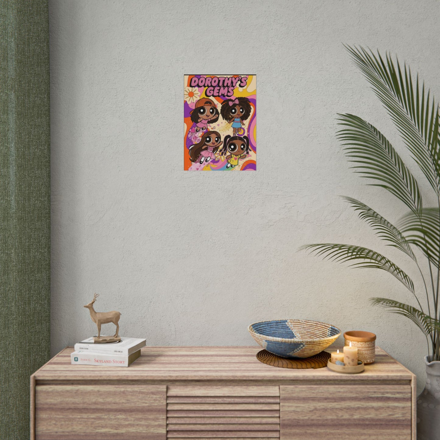 Rolled Poster — "Dorothy’s Gems" Cute Retro Cartoon Girls Wall Art