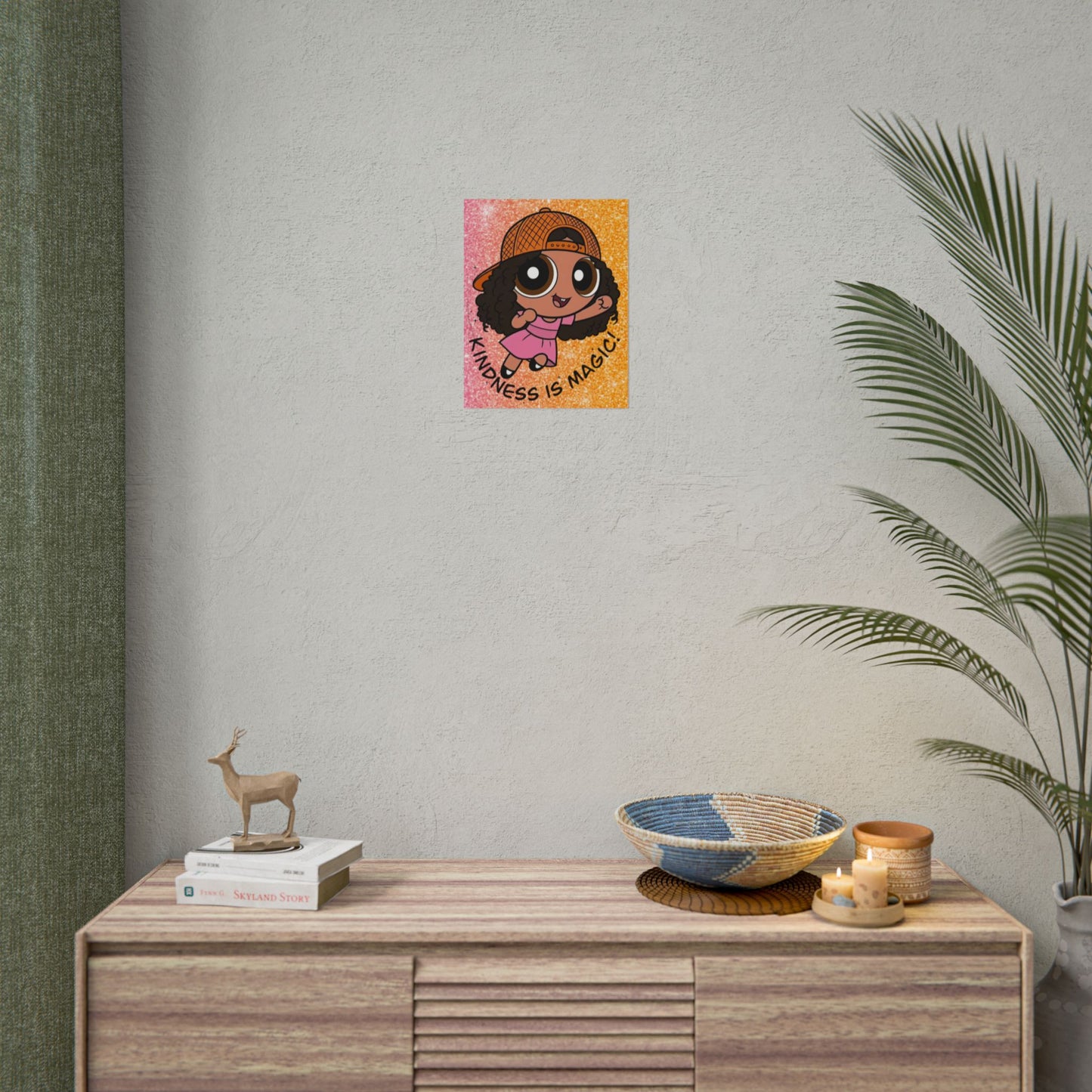 Rolled Poster — "Kindness Is Magic" Cute Cartoon Girl Wall Art